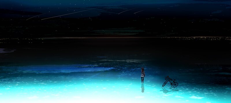 Girl Standing on Beach — Blue