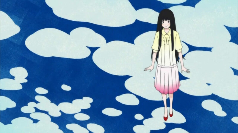girl standing on clouds