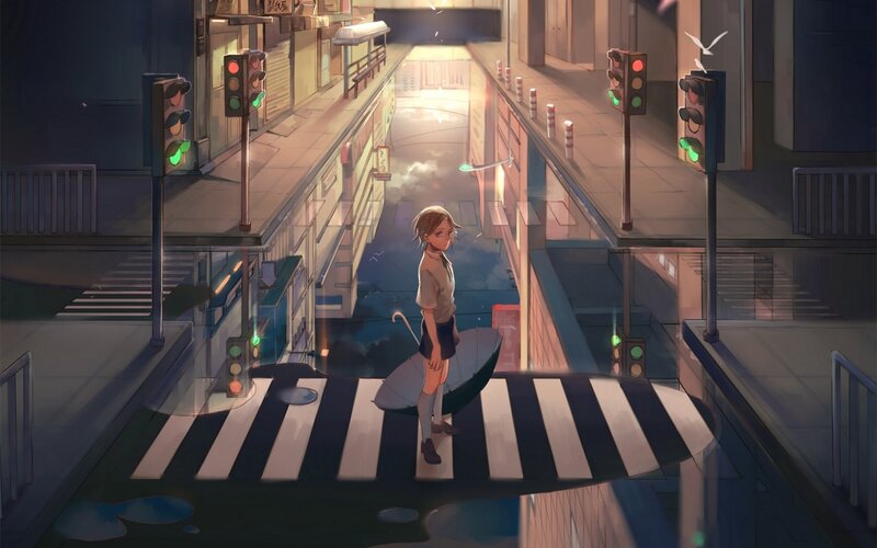 Girl Standing on Crosswalk