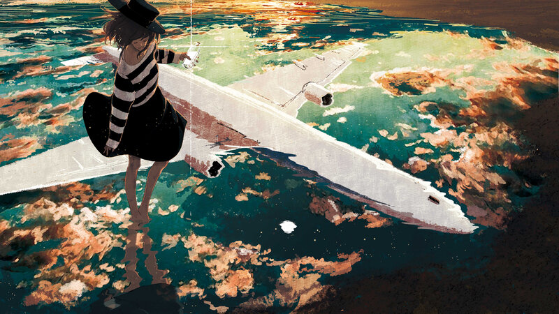 Girl Standing on Plane Wing