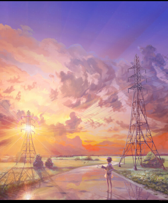 Girl Standing on Road — Purple