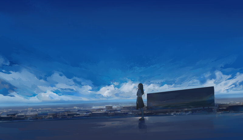 Girl Standing on Rooftop