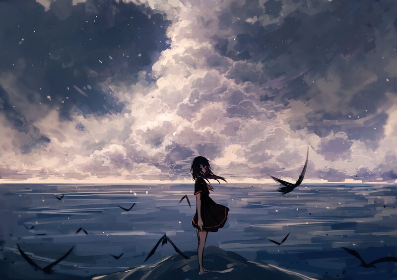 Girl Standing on Shore