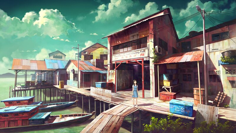 Girl Standing on Wooden Dock