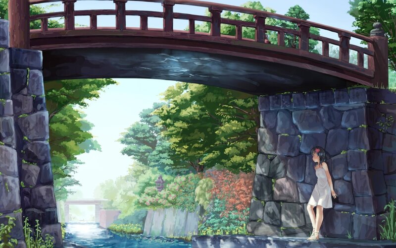 Girl Standing under Bridge
