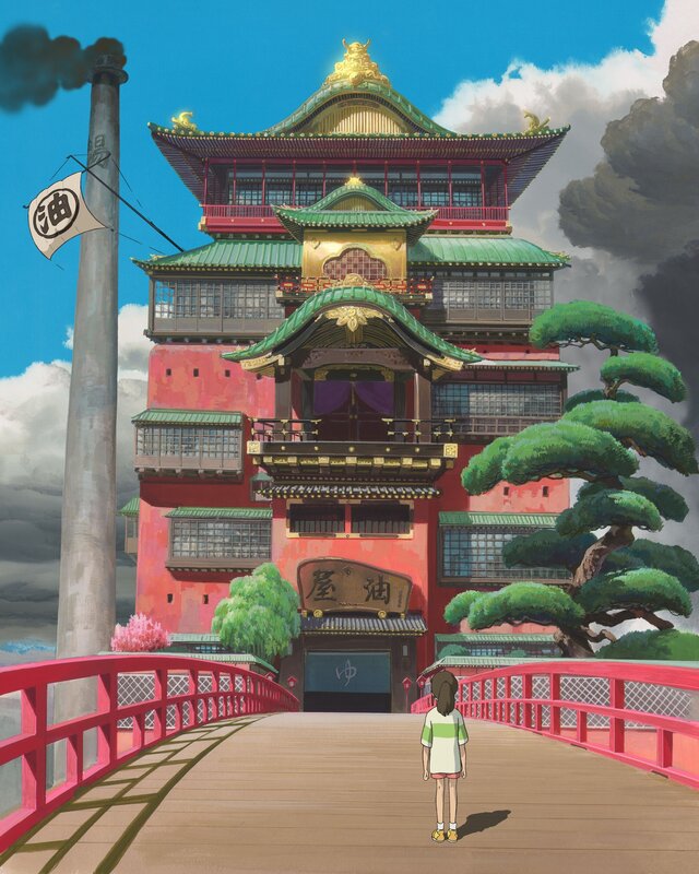 girl stands before a traditional building