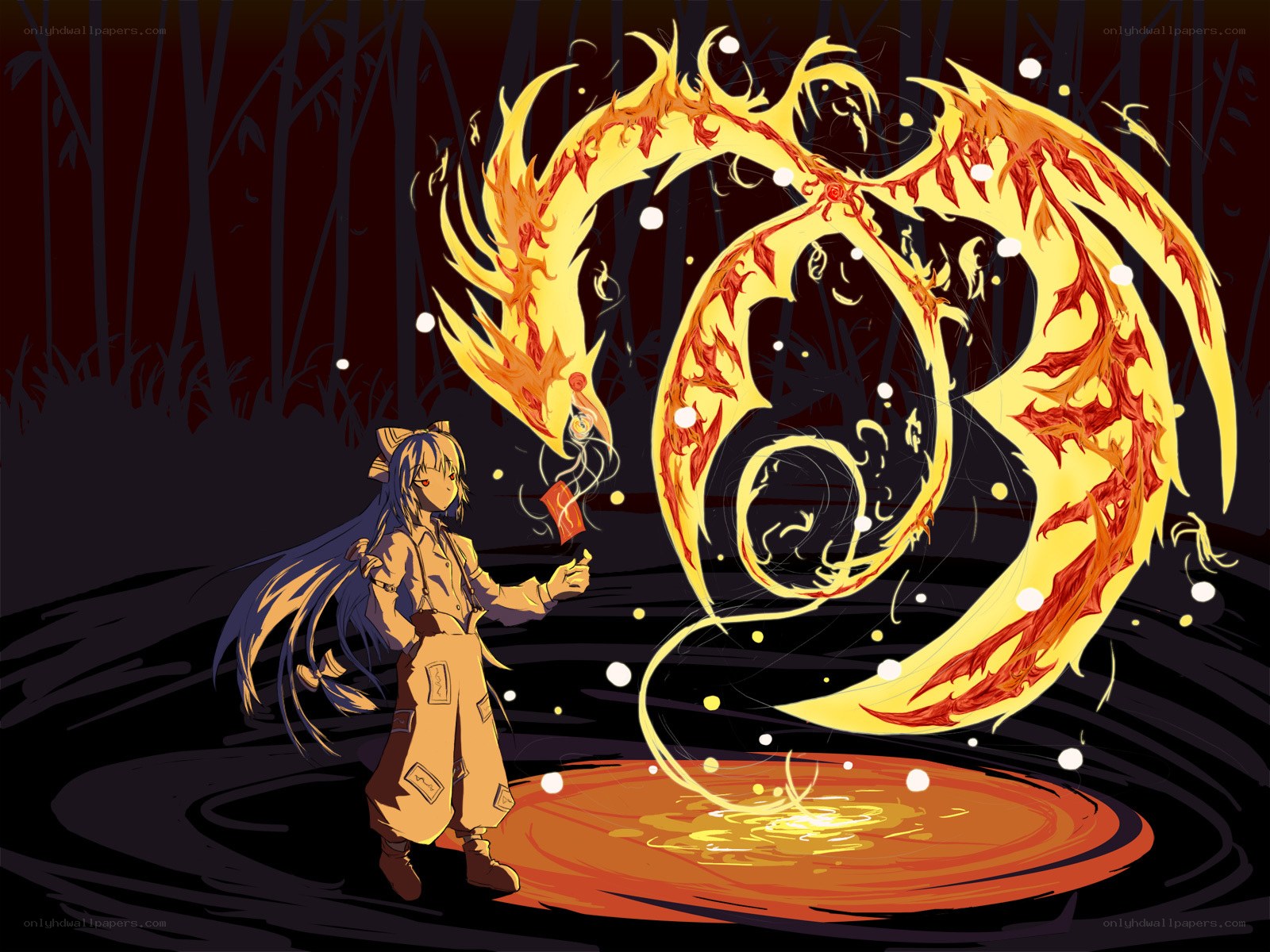 girl summoning fire dragon
