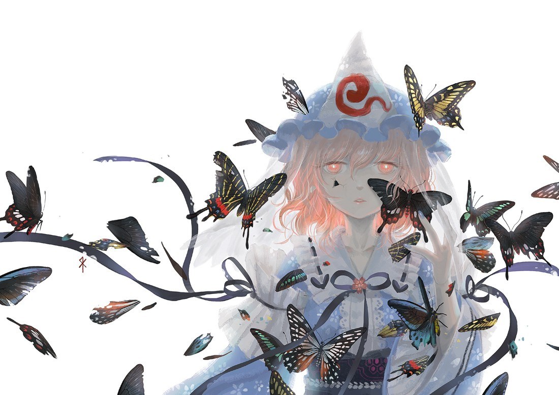 girl surrounded by butterflies