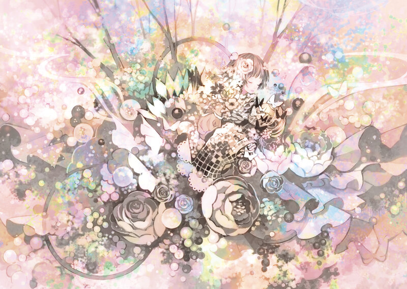 Girl Surrounded by Flowers — Pink