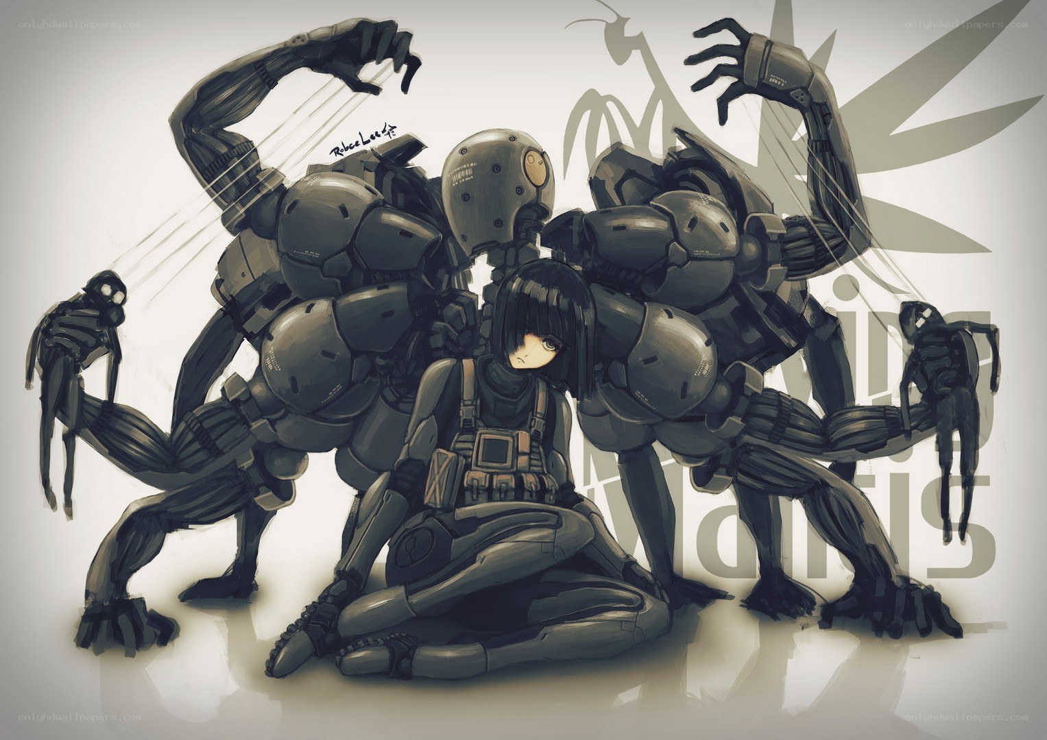 girl surrounded by robotic creatures