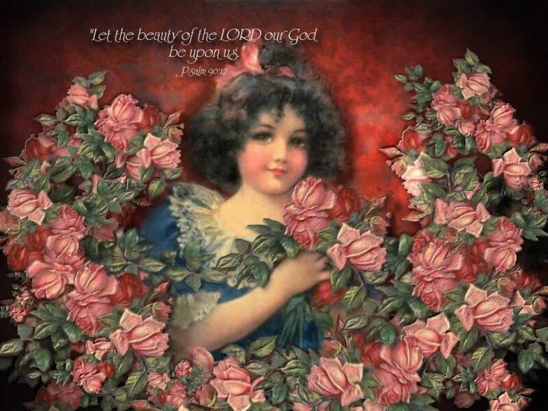 girl surrounded by roses