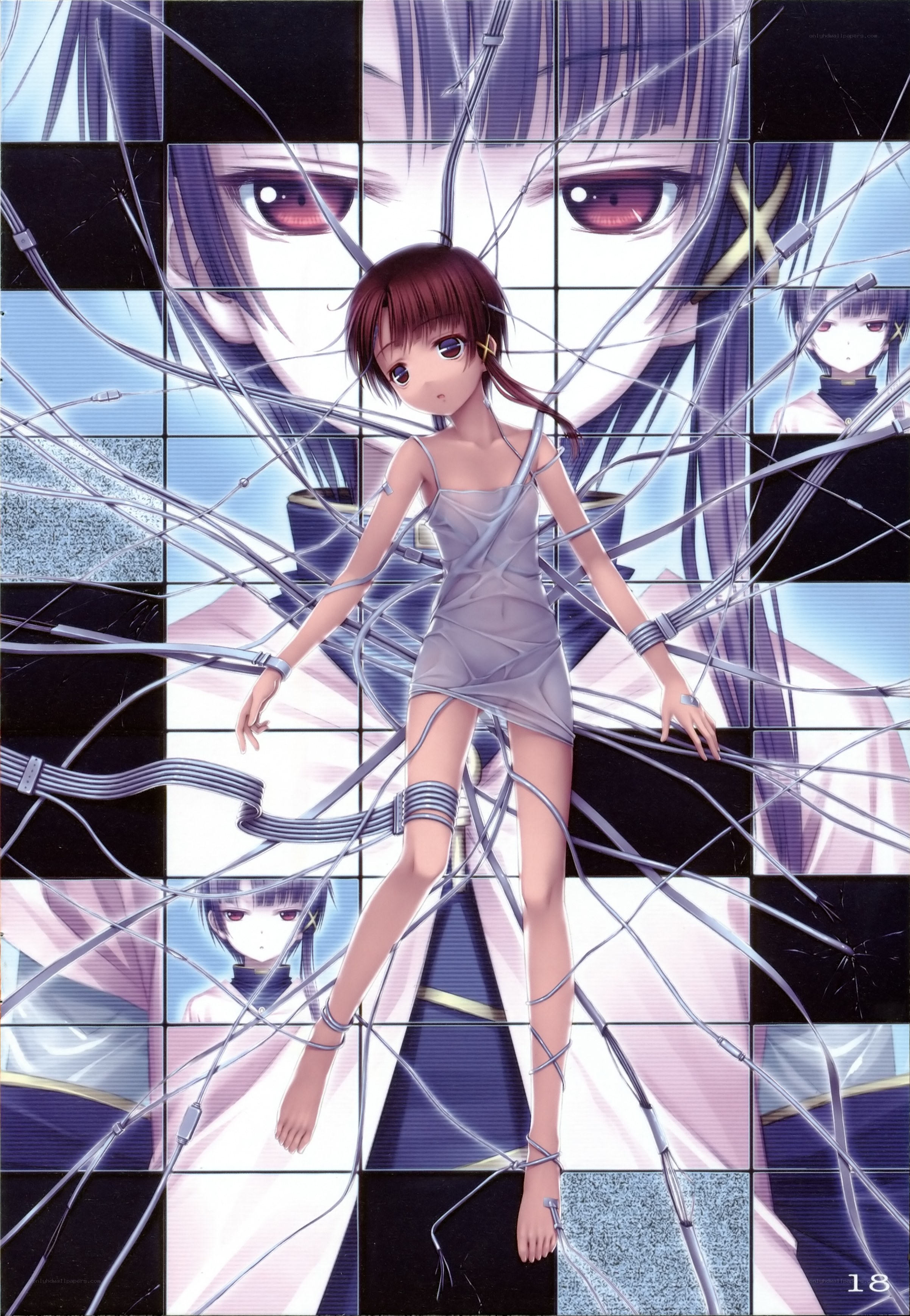 girl surrounded by wires