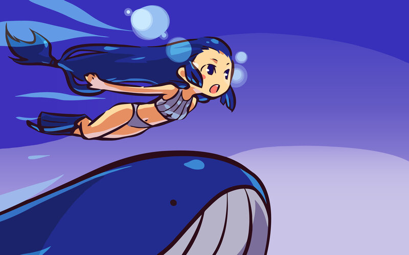 girl swimming underwater