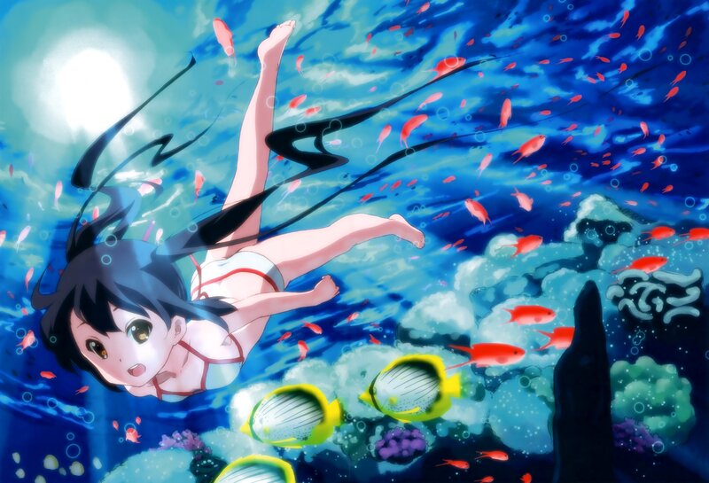girl swimming underwater