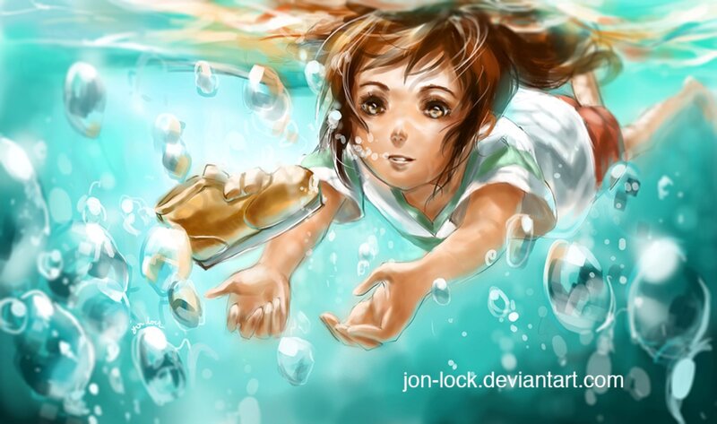 Girl Swimming Underwater — Blue, Serene