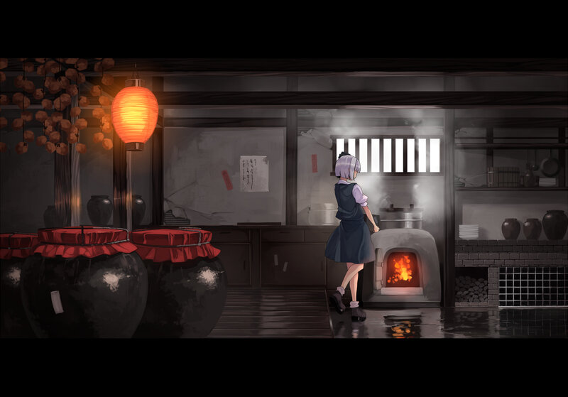 Girl Tending a Stove