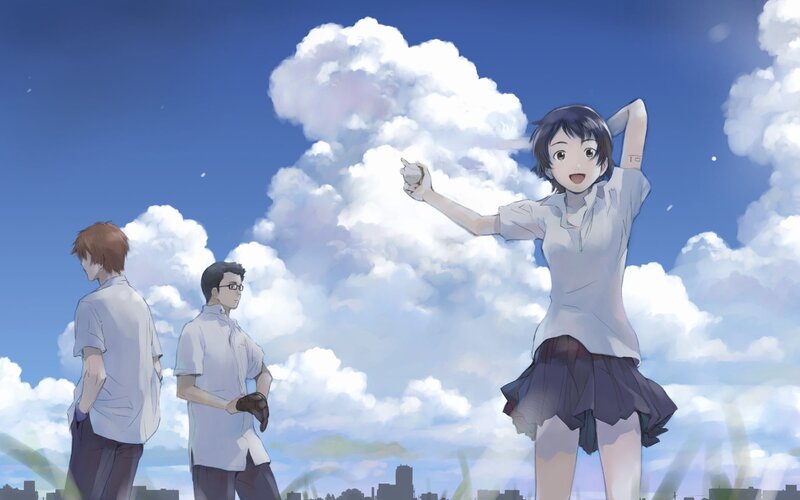 Girl Throwing a Rock — Blue