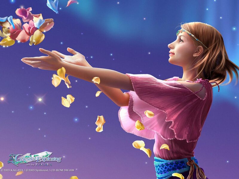 Girl Throwing Petals — Purple