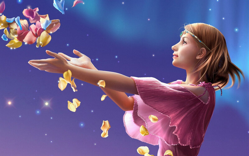 Girl Throwing Petals
