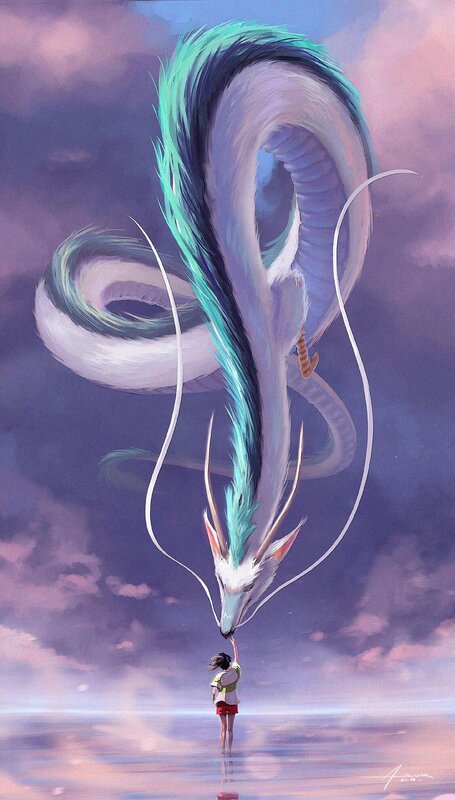 Girl Touching a Dragon