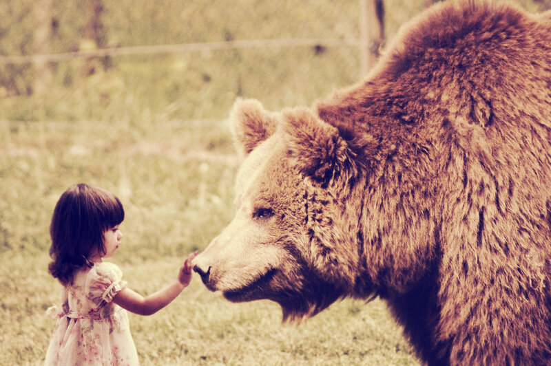 Girl Touching Bear Nose