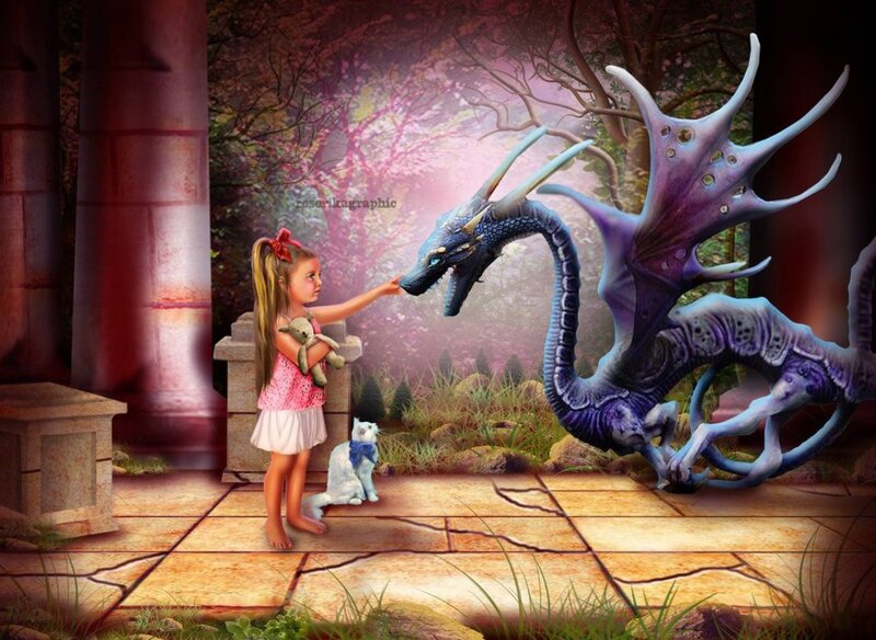 Girl Touching Dragon