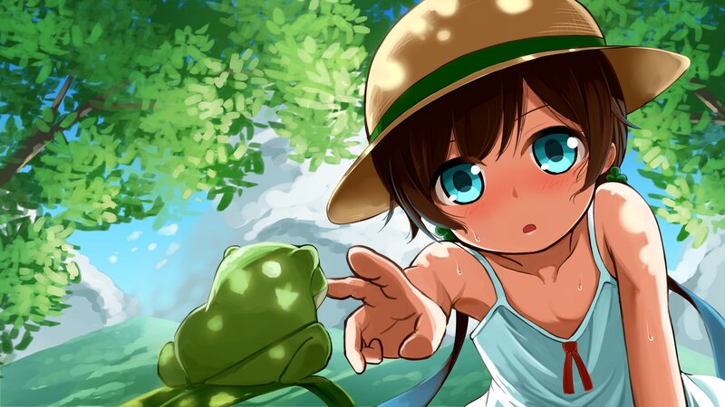 Girl Touching Frog