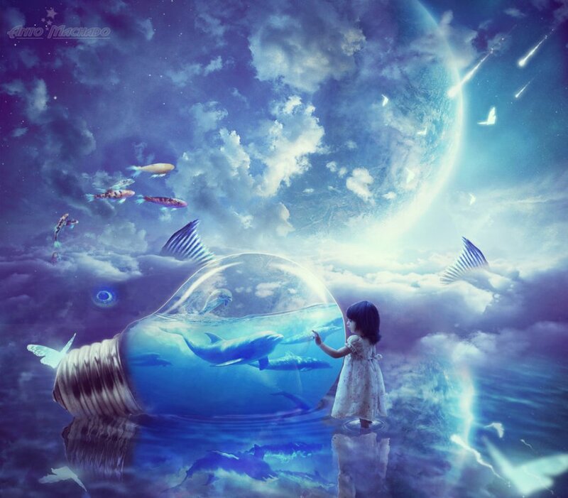 Girl Touching Light Bulb