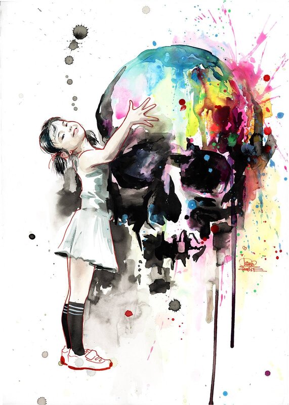 Girl Touching Skull