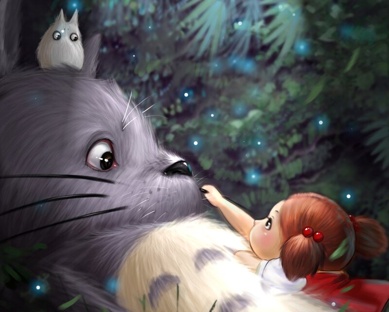 Girl Touching Totoro