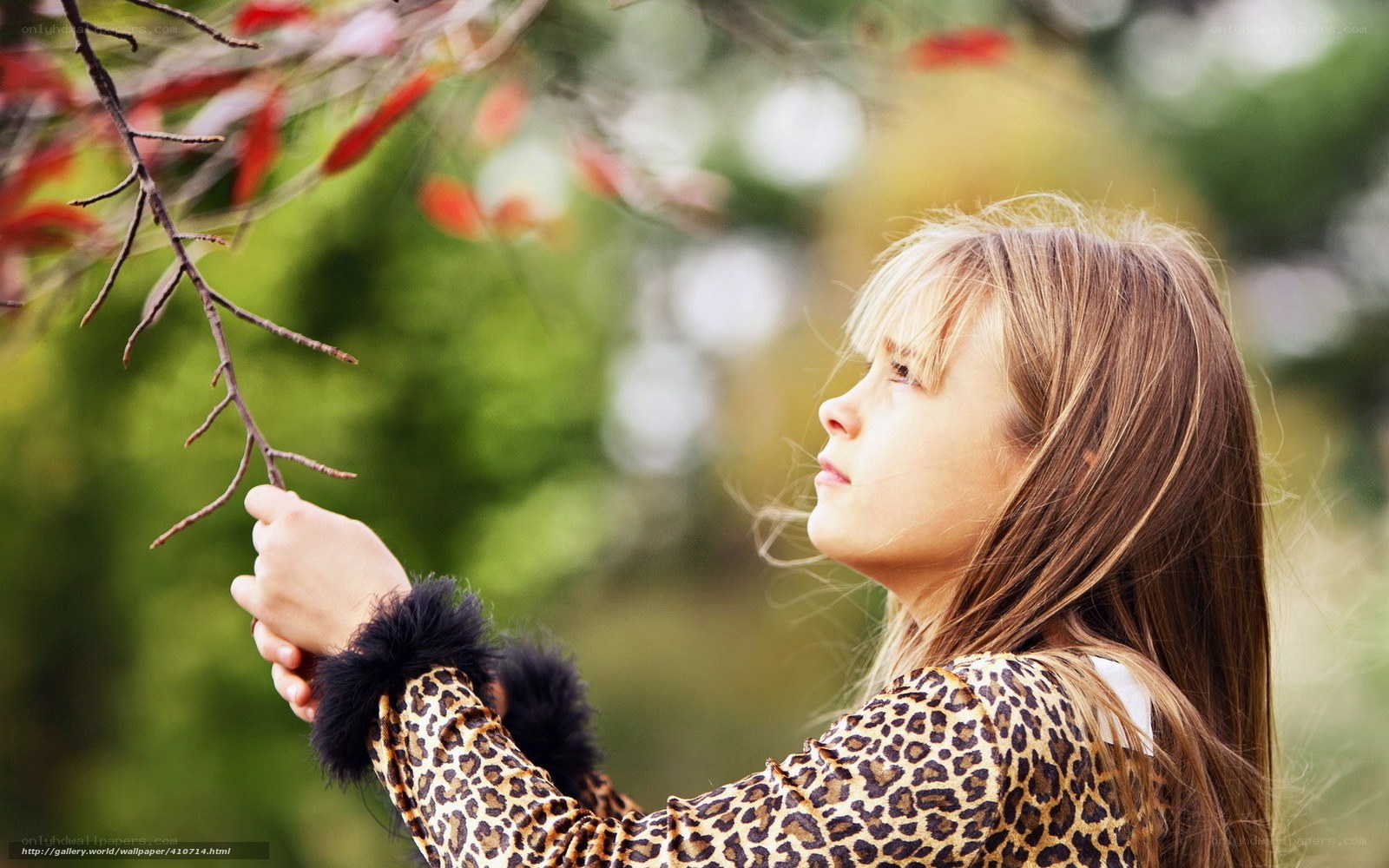 girl touching tree branch