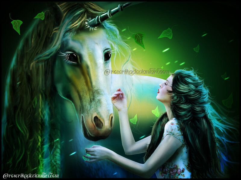 Girl Touching Unicorn