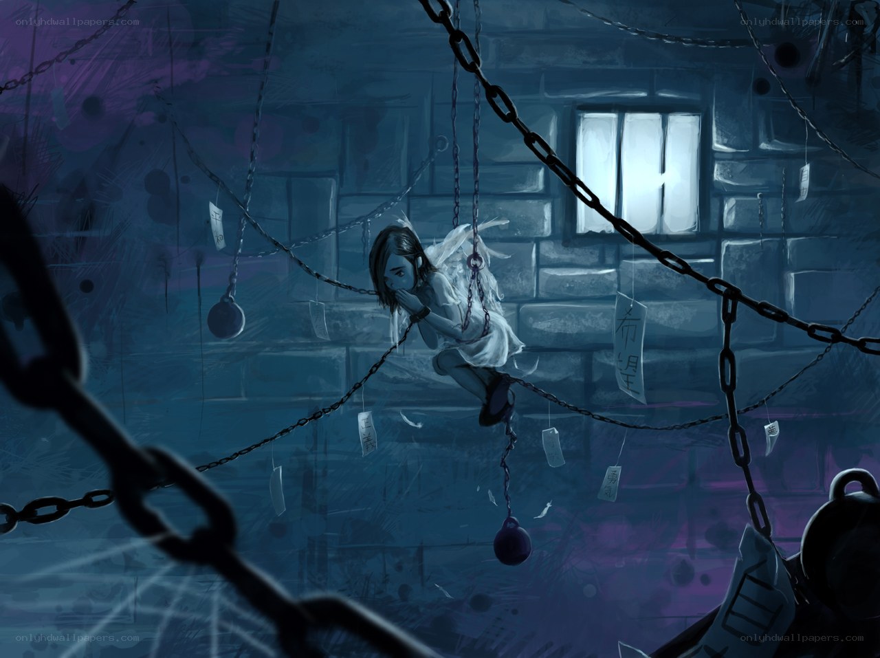 Girl trapped in chains