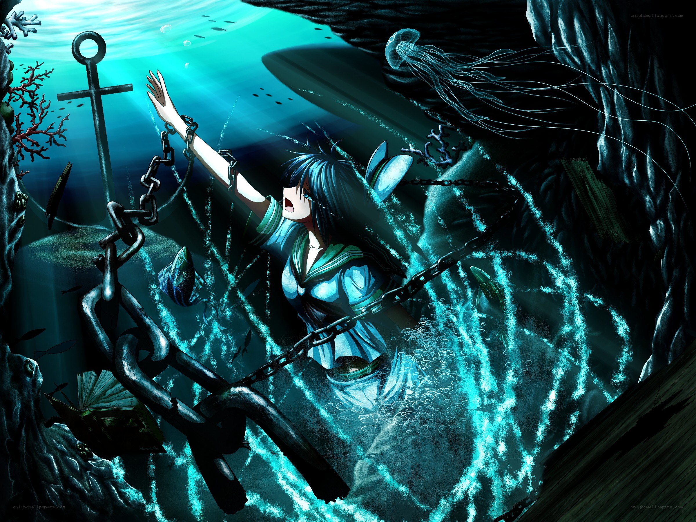 girl trapped underwater
