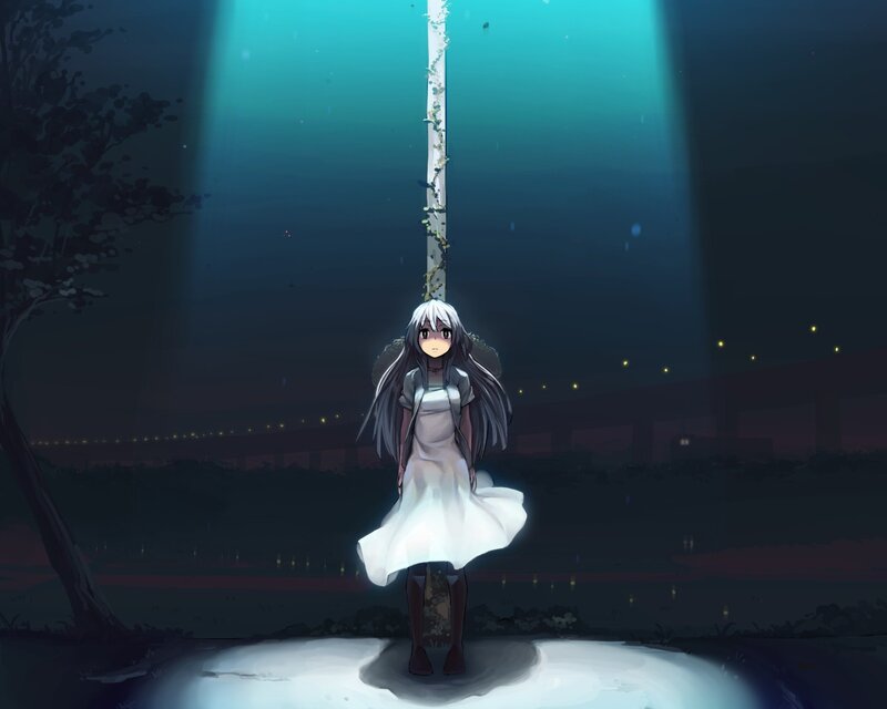 girl under a beam of light