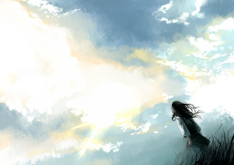 girl under a bright sky