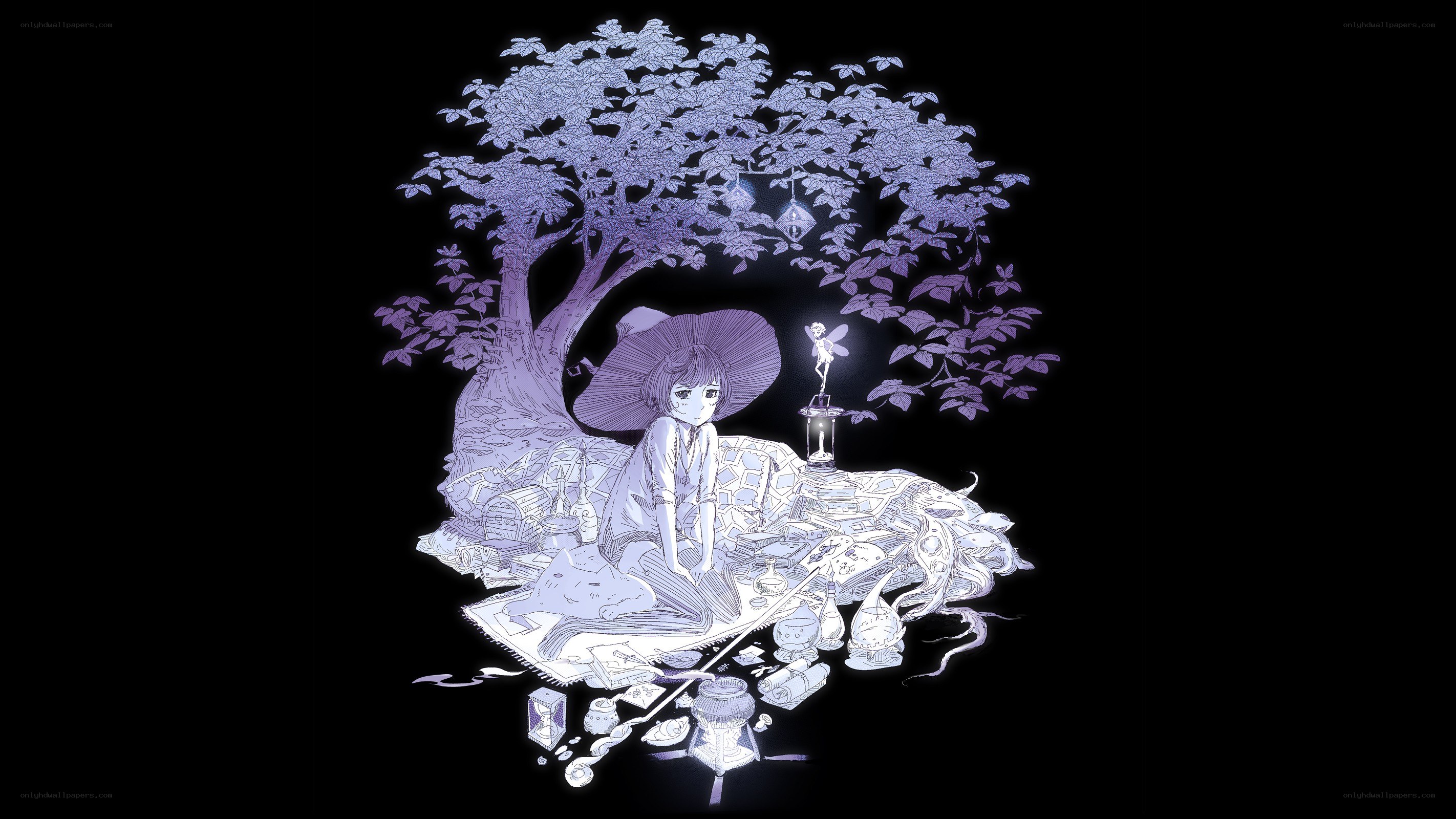 girl under a purple tree