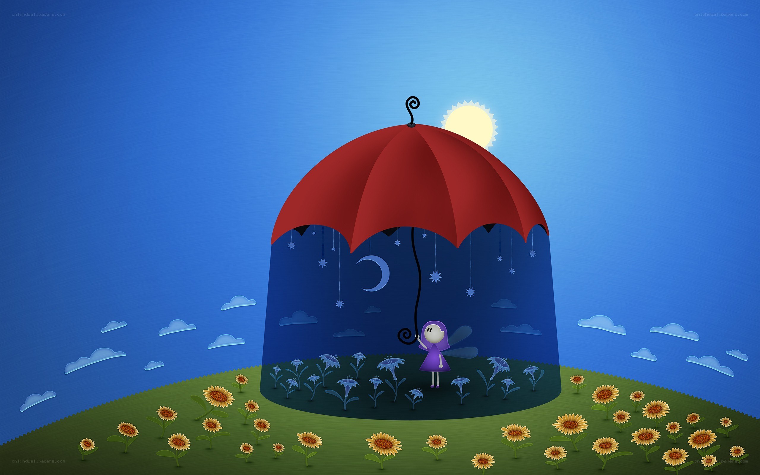 Girl under a red umbrella