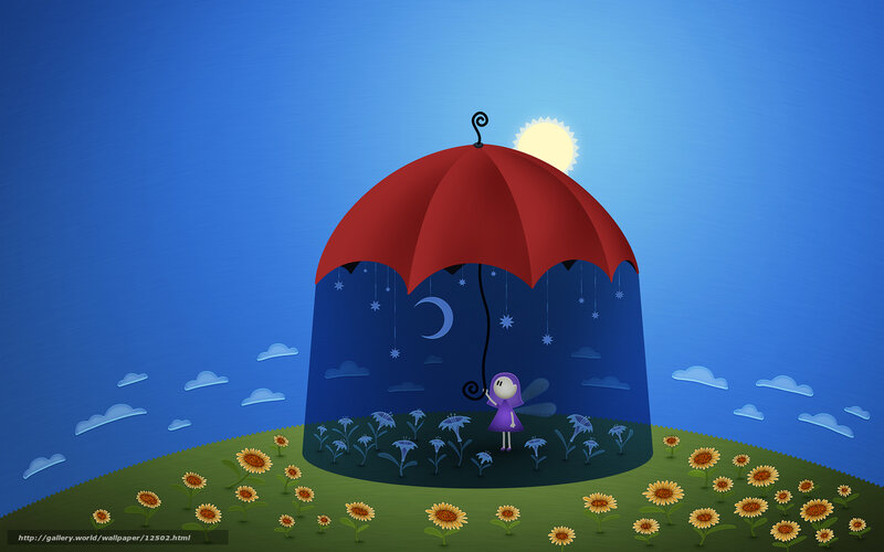 Girl under a red umbrella