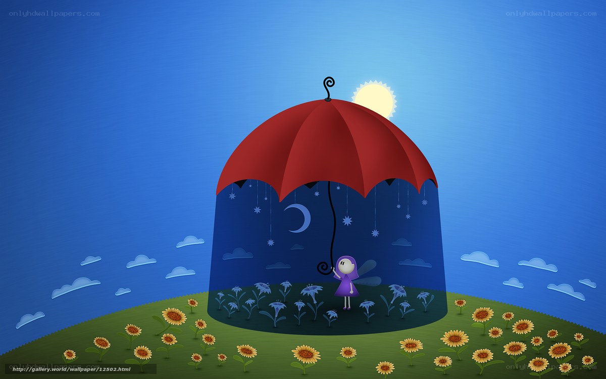 Girl under a red umbrella