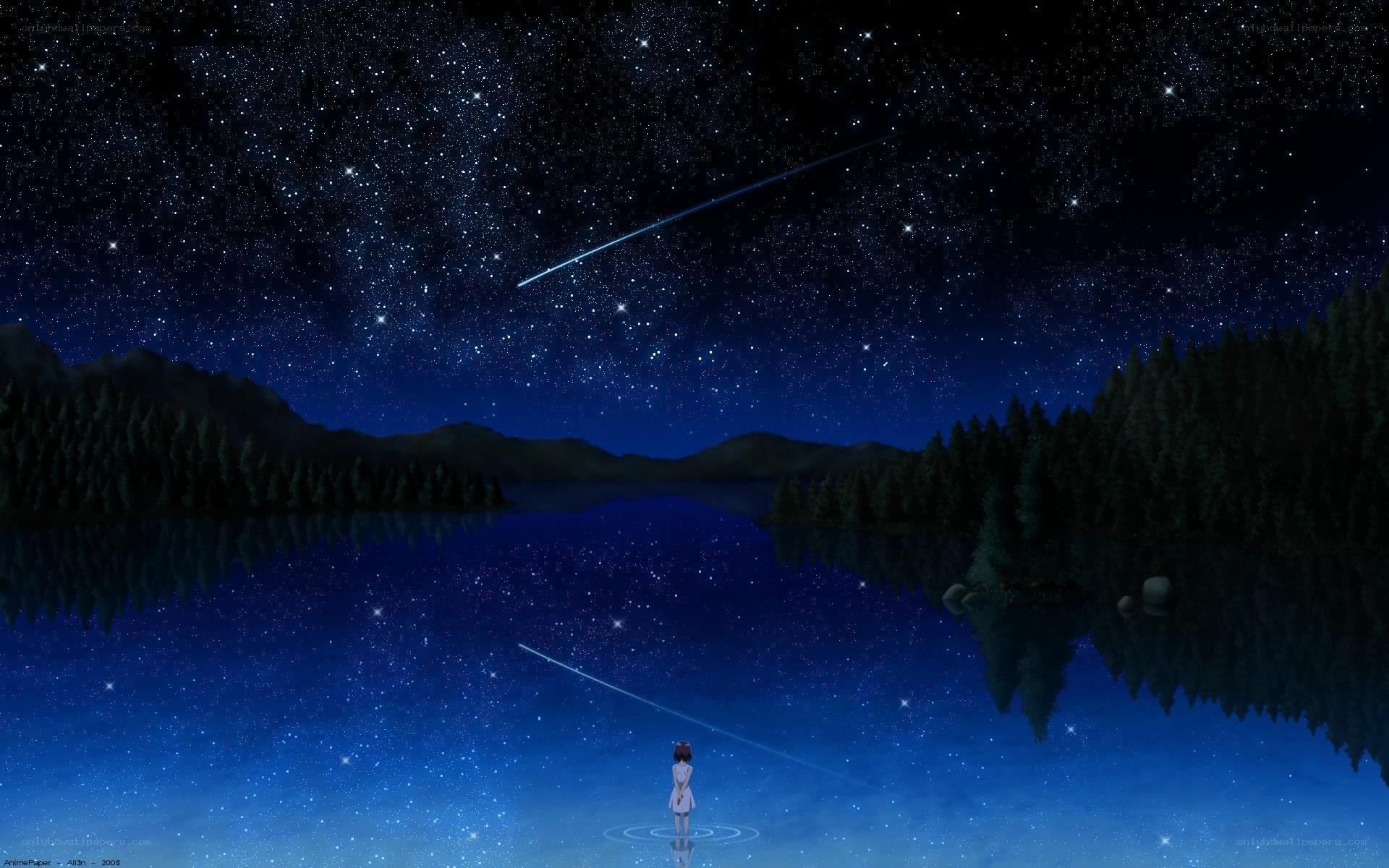 Girl under a starry sky