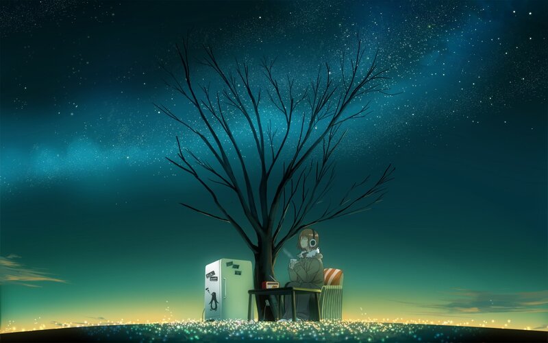 Girl under a Tree — Blue
