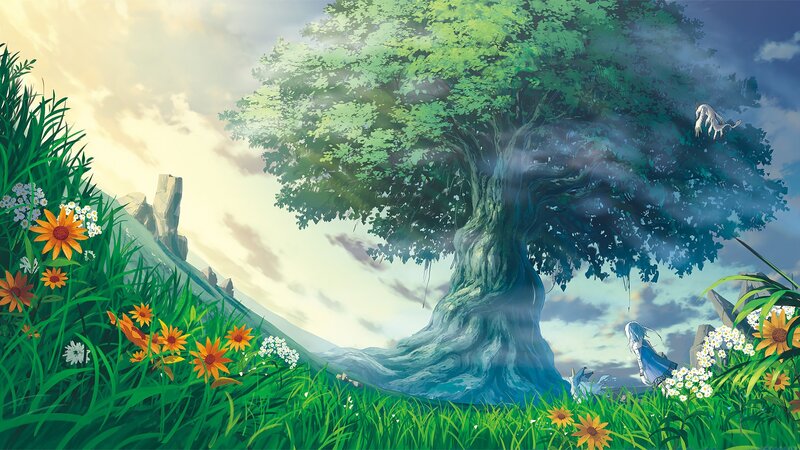 Girl under a Tree — Green, Serene, Afternoon, Anime