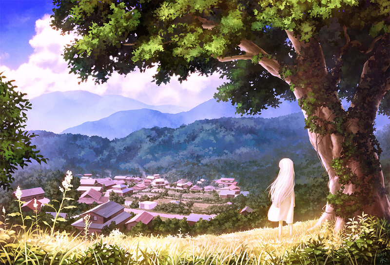 Girl under a Tree — Green, Serene, Afternoon