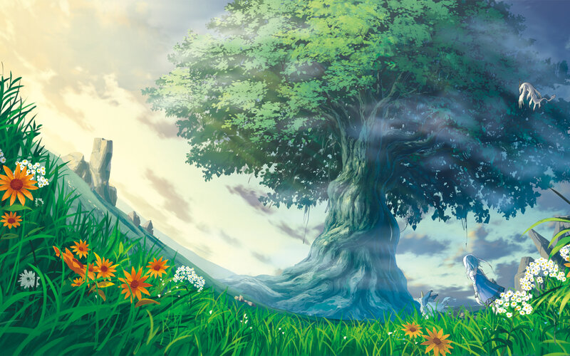 Girl under a Tree — Green, Serene
