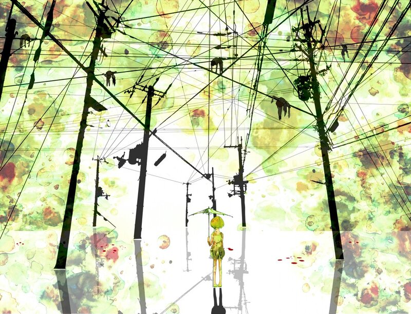 Girl under a web of wires