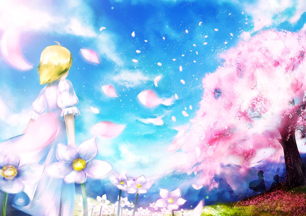 girl under cherry blossom tree
