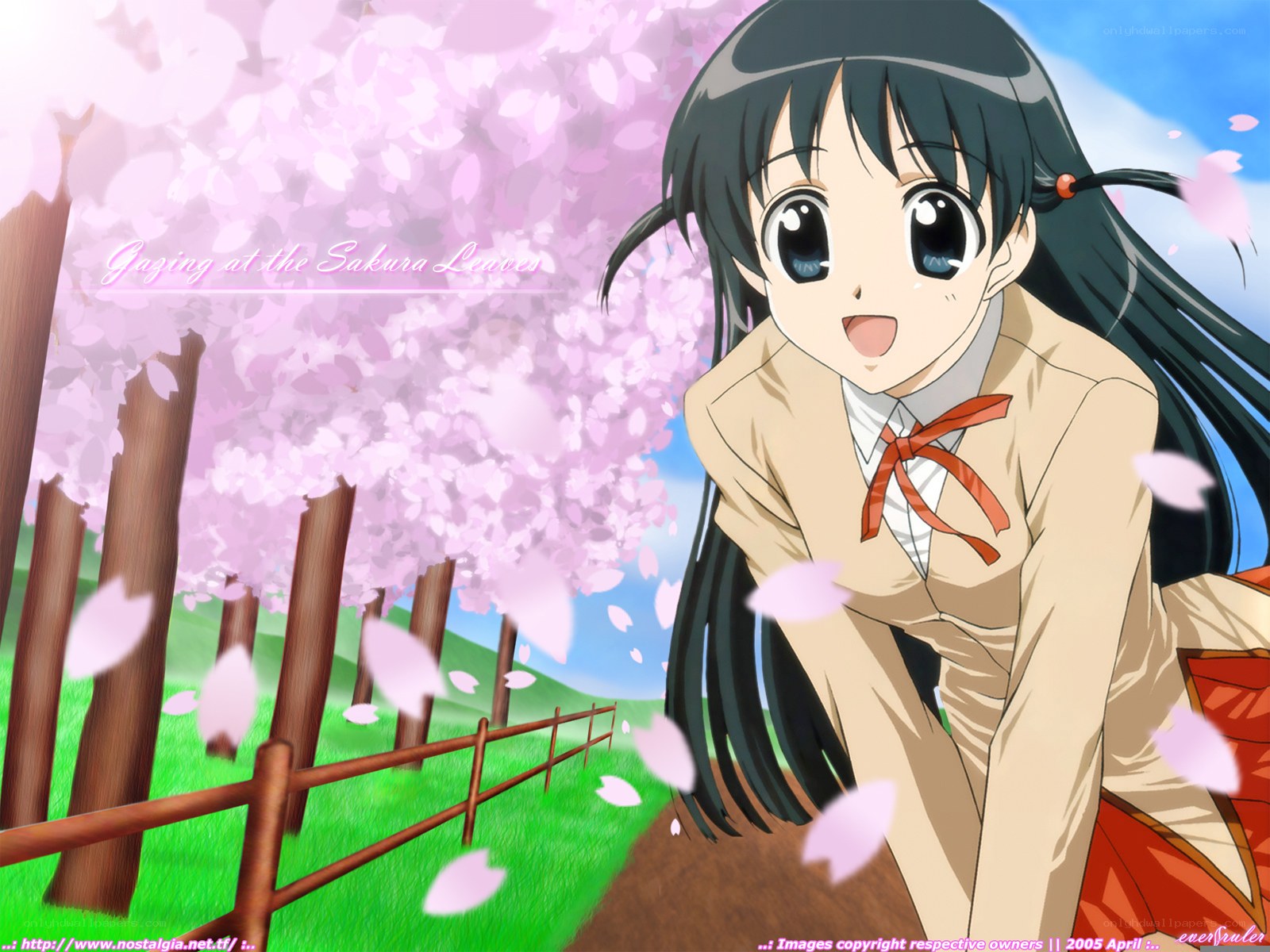 Girl under cherry blossoms