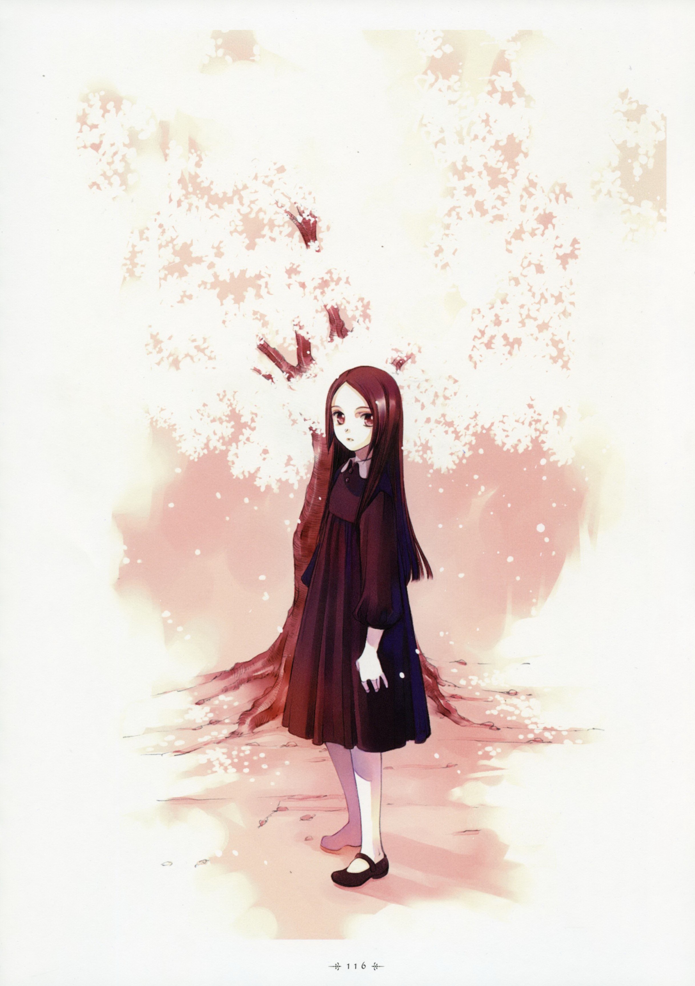 girl under cherry blossoms