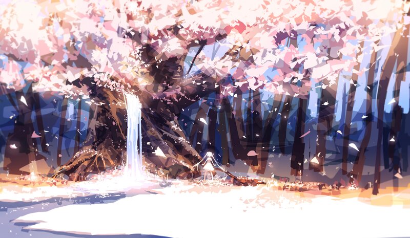 Girl under Cherry Blossoms — Pink, Serene